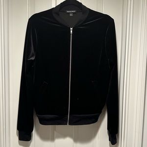 American Apparel Velour Bomber Zip-up Jacket| Color Black| Size Small